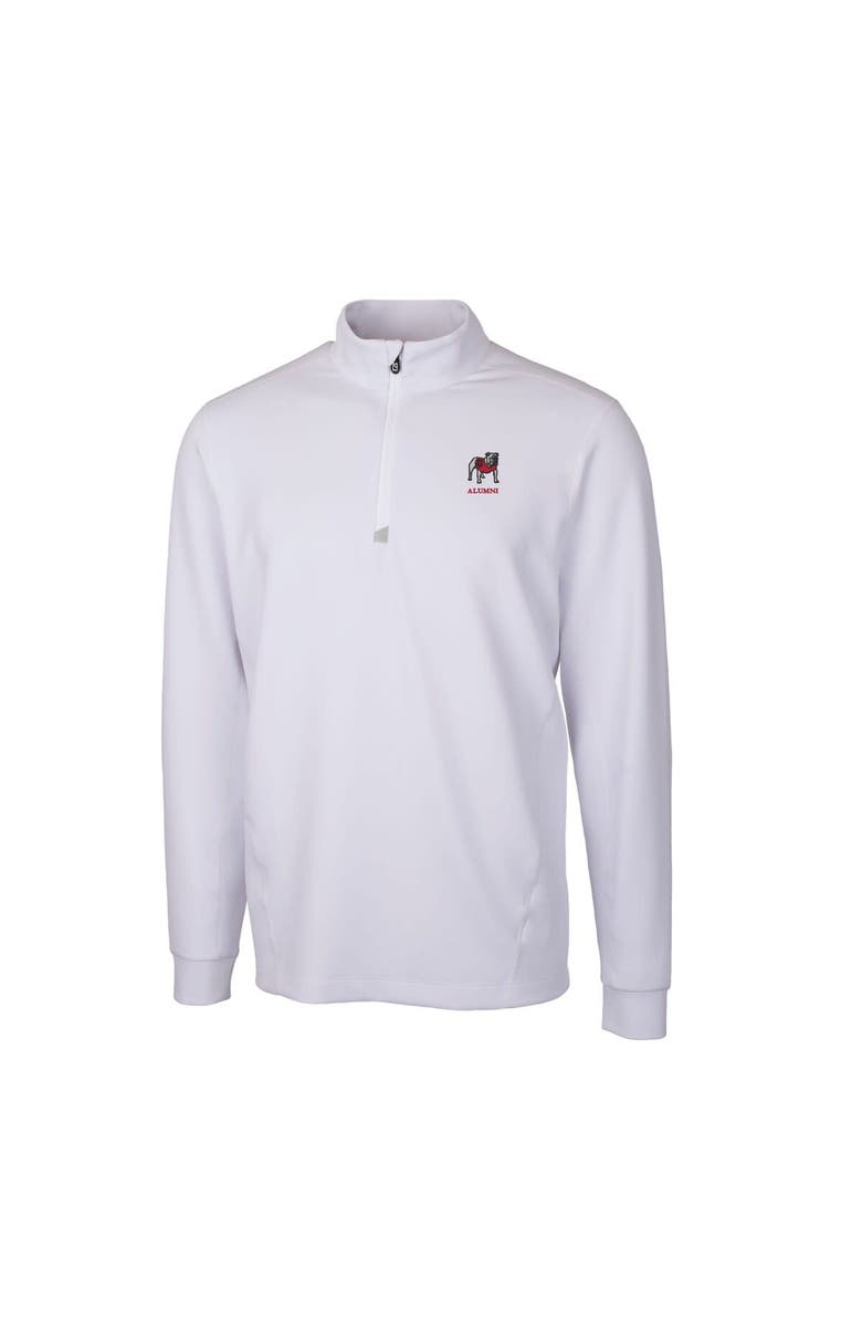 Cutter & Buck Men's Cutter & Buck White Georgia Bulldogs Alumni Logo Traverse DryTec Stretch Quarter-Zip Pullover Top, Alternate, color,