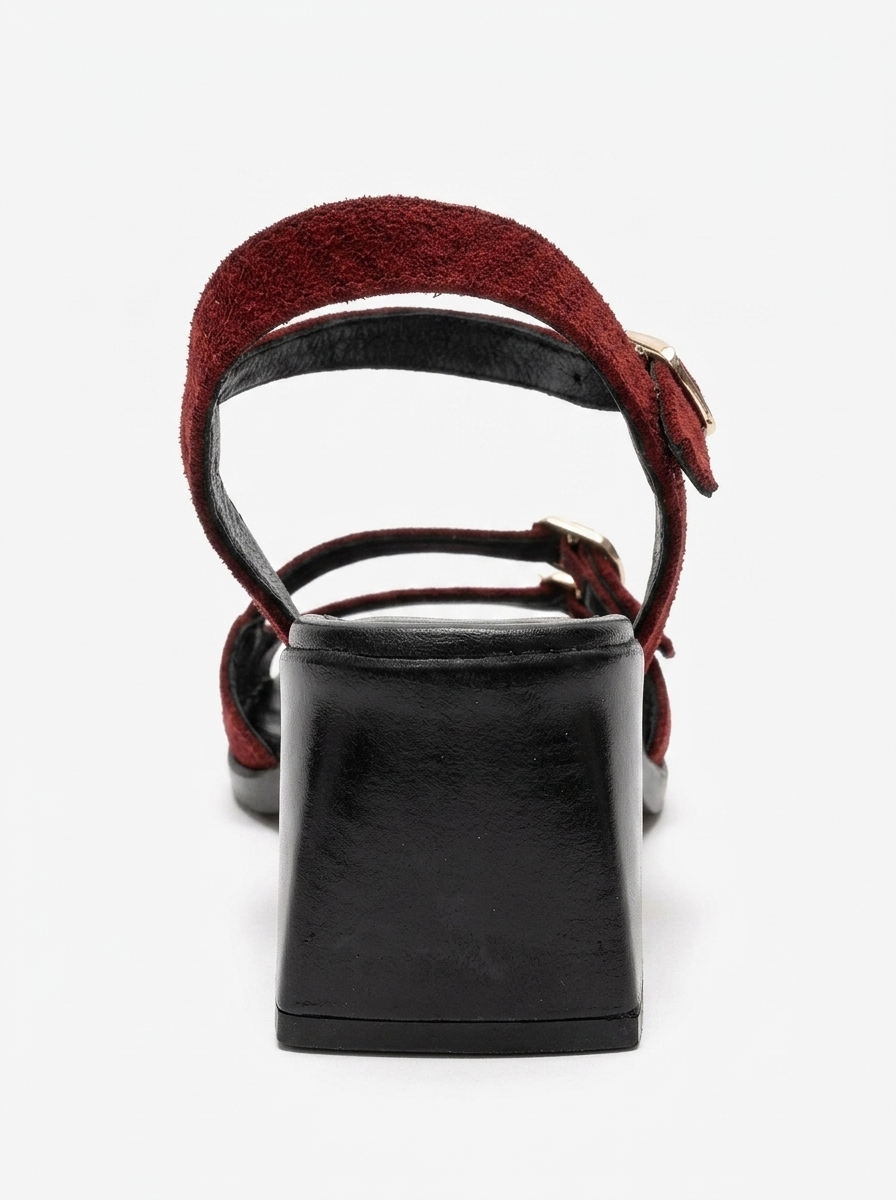 Yolen Leather Block Heel Sandal, Alternate, color, Red Suede