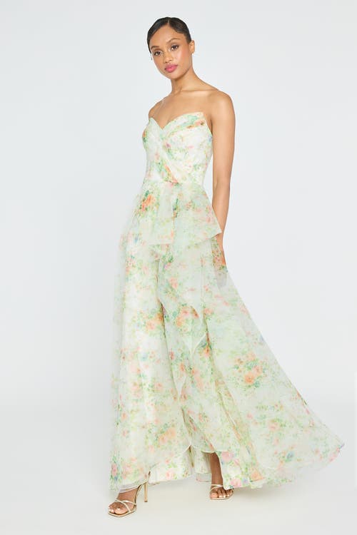 Theia Tanya Organza A-line Gown In Green