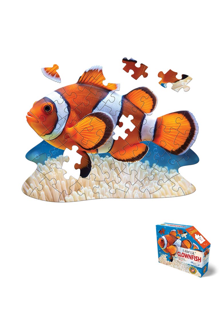 I Am Lil Clownfish 48 Piece Fish Shaped Puzzle, Ocean Life, Main, color, Multicolored