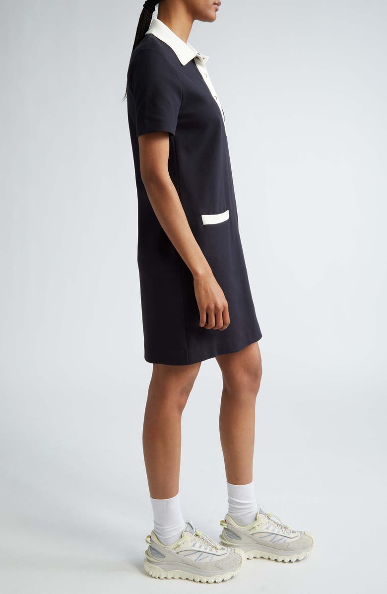 Moncler Stretch Cotton Polo Dress, Alternate, color, Dark Navy Blue