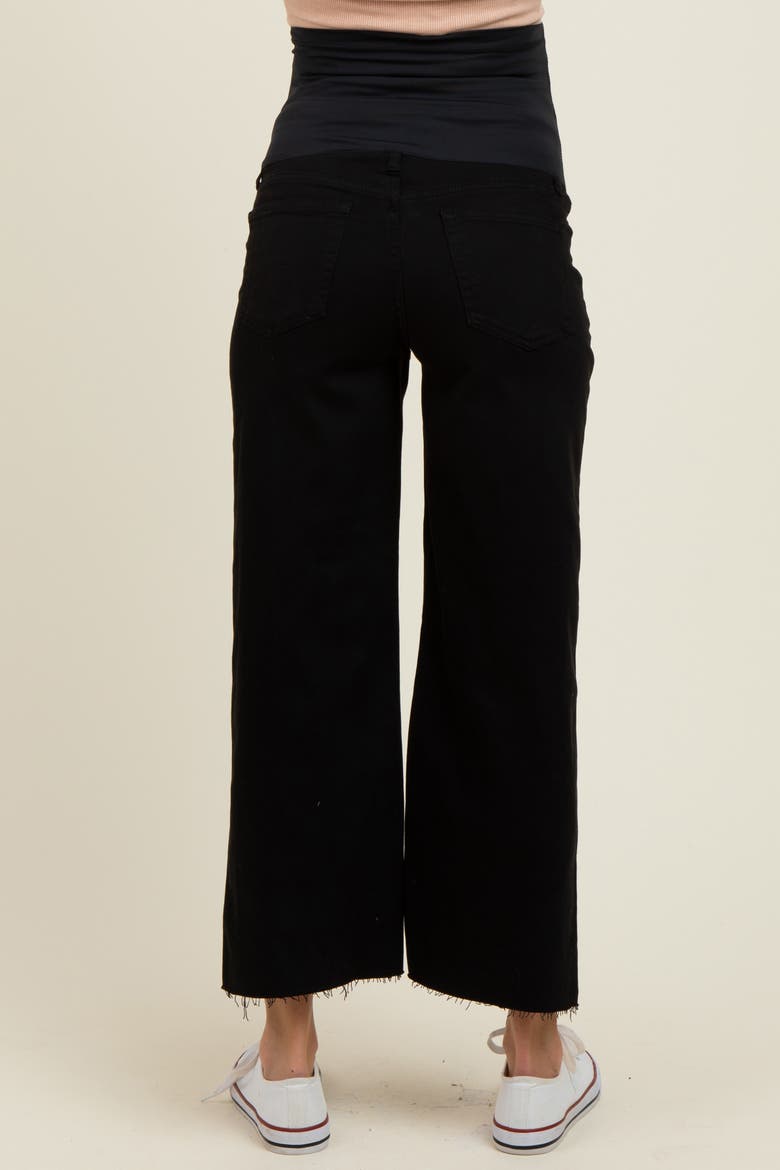 Raw Hem Cropped Wide Leg Maternity Jeans, Alternate, color, Black