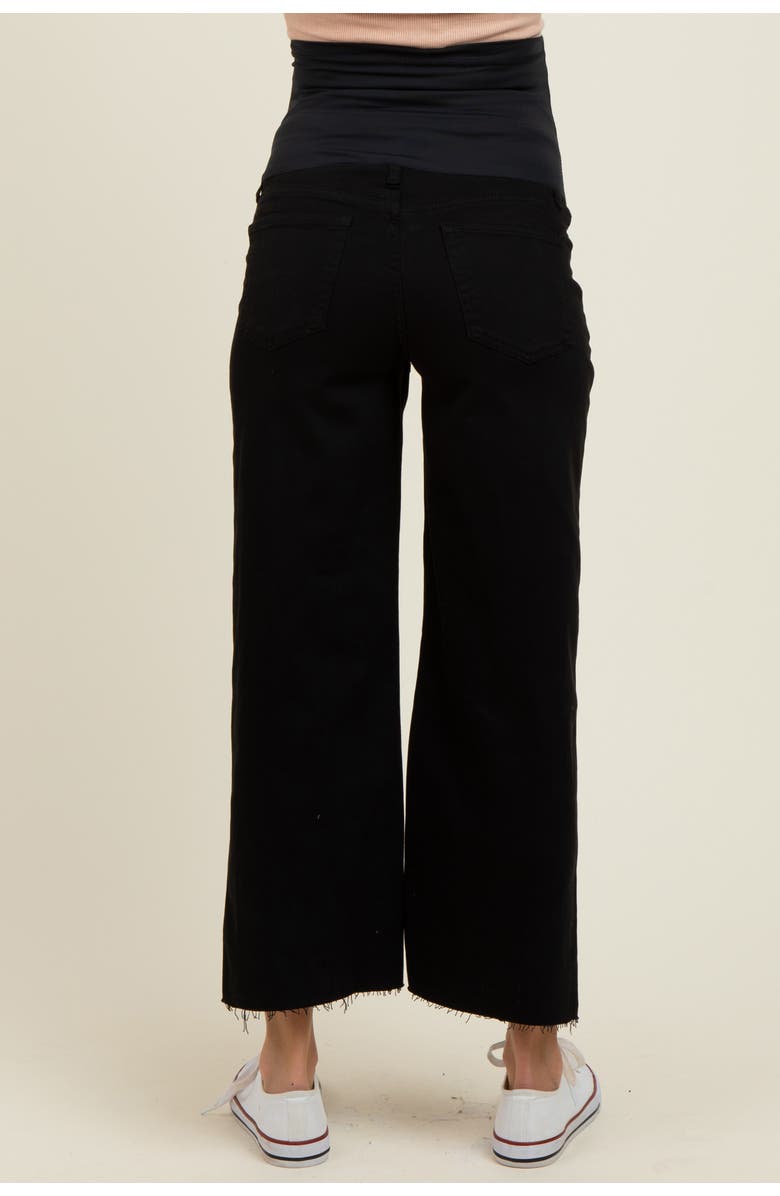 PinkBlush Raw Hem Cropped Wide Leg Maternity Jeans, Alternate, color, Black