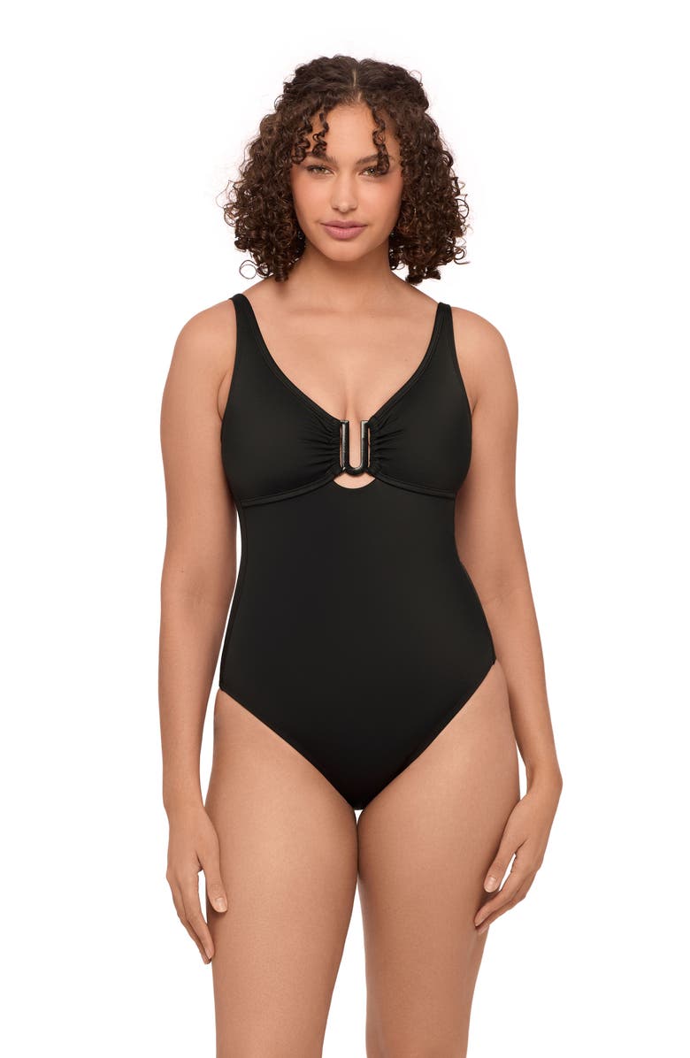 S3 Apparel U-Wire Adjustable One Piece Swimsuit, Main, color, Onyx Black