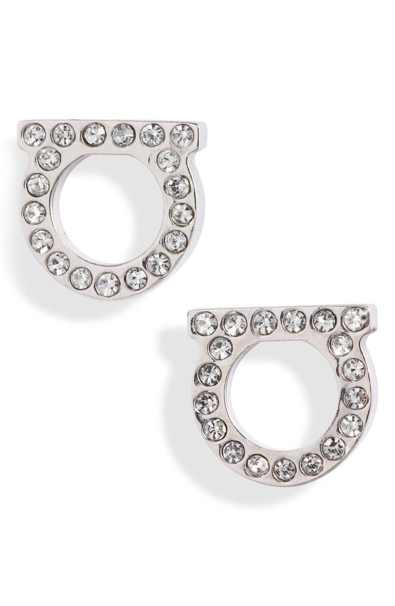 FERRAGAMO Salvatore Ferragamo Pavé Gancio Stud Earrings, Main, color, 