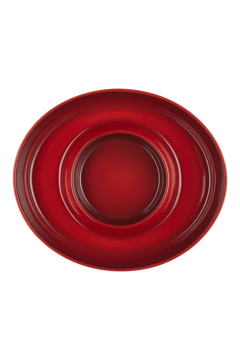 Oval Stoneware Chip & Dip Platter, Alternate, color, CERISE
