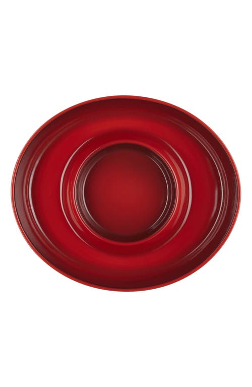 Le Creuset Oval Stoneware Chip & Dip Platter In Cerise