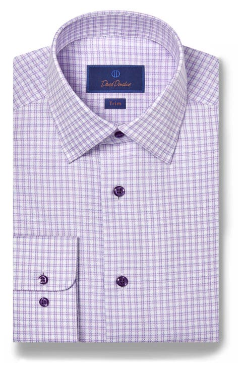 Trim Fit Dobby Check Cotton Dress Shirt