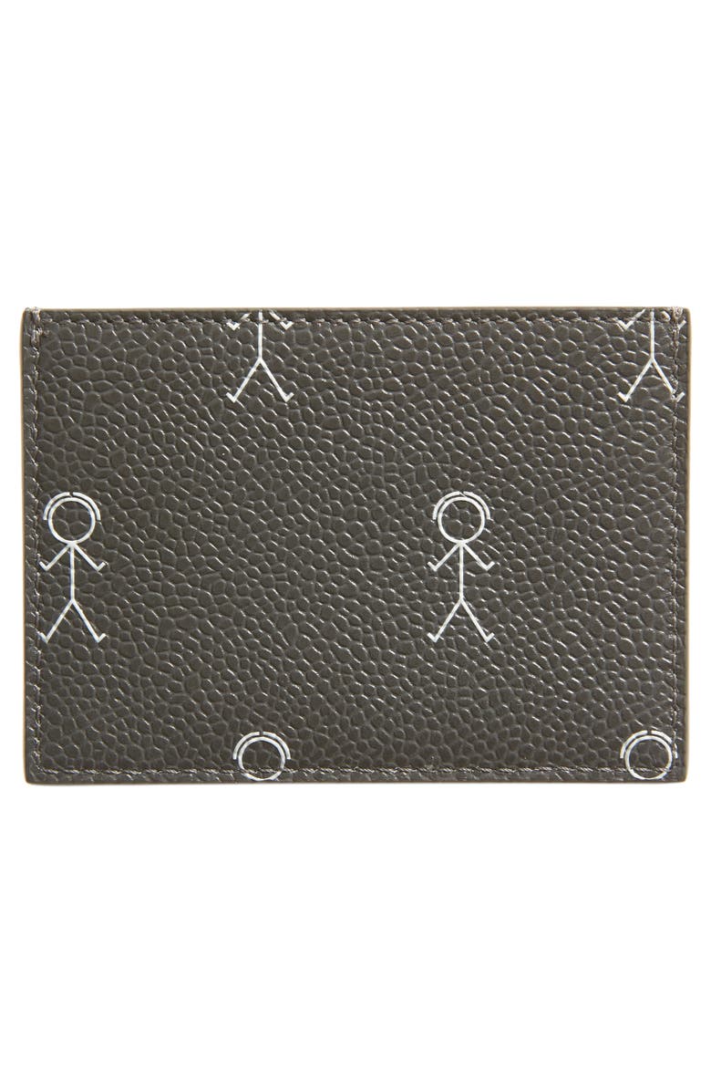Thom Browne Classic Mr. Thom Print Leather Card Case, Alternate, color, 