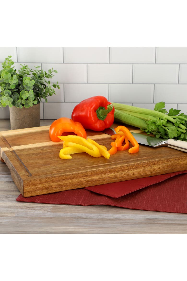 15.5 x 12 Inch Acacia Wood 1.5 Inch Thick Carving and Cutting Serving Butcher Board with Juice Groove, Alternate, color, Acacia