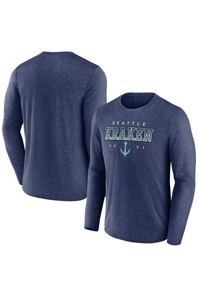 Men's Fanatics Branded Heather Deep Sea Blue Seattle Kraken Long Sleeve T-Shirt, Main, color, Heather Navy