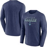 FANATICS Men's Fanatics Branded Heather Deep Sea Blue Seattle Kraken Long Sleeve T-Shirt