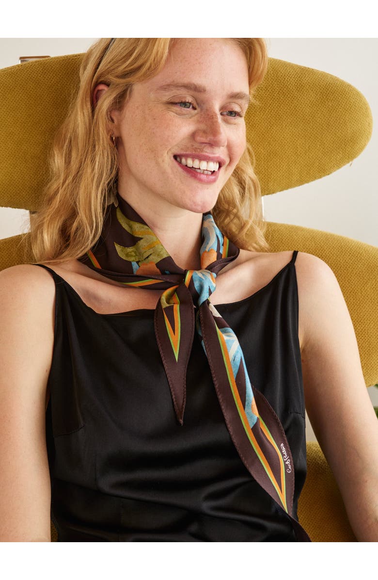 Lost Pattern "Ethereal Mirage" Silk Diamond Neckerchief, Alternate, color, Dark Brown