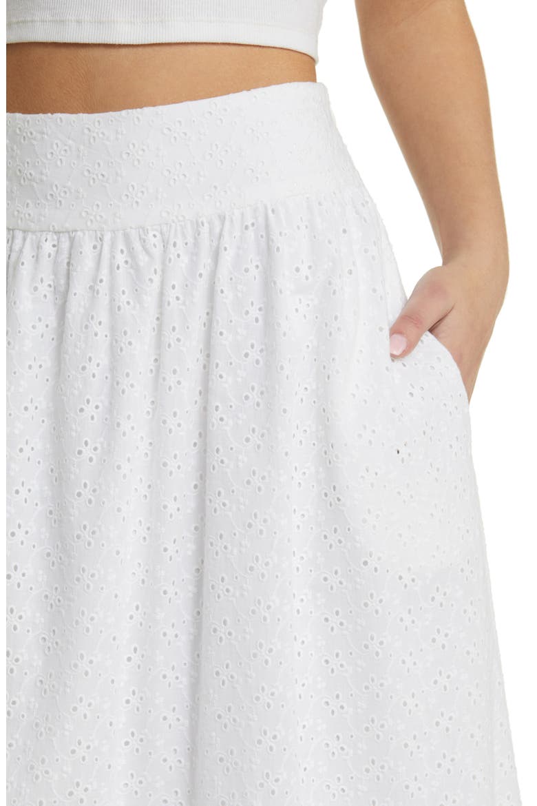 Catalina Embroidered Eyelet Cotton Maxi Skirt, Alternate, color, IVORY