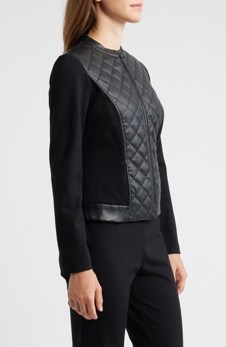 AK ANNE KLEIN Quilted Mixed Media Jacket, Alternate, color,