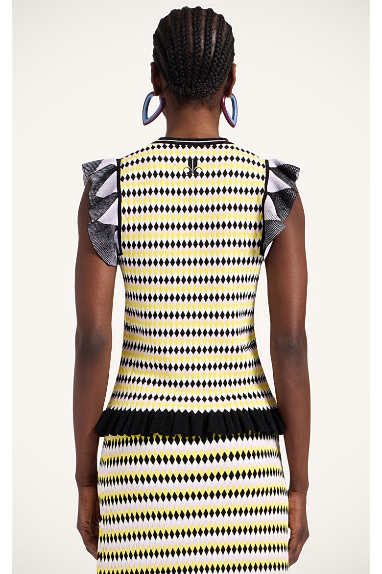 Checkers Top, Alternate, color, Multicolor Yellow/Black/Lilac