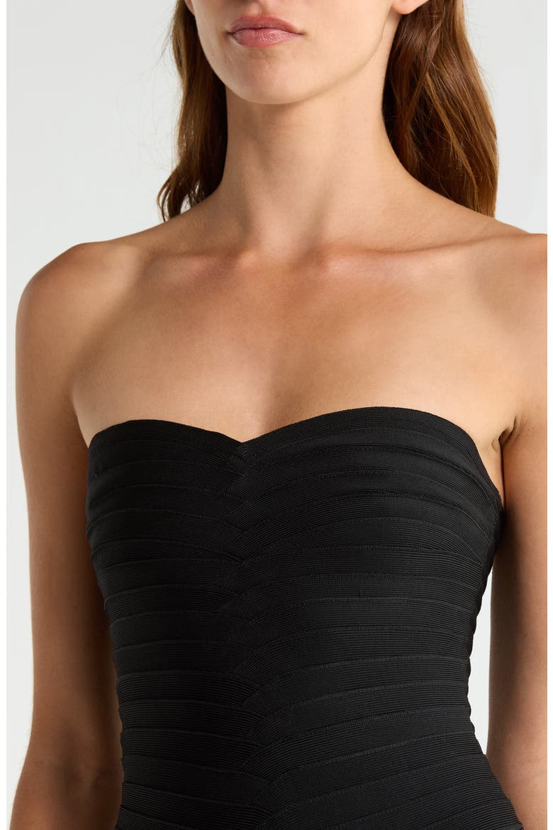 The Sweetheart Strapless Bandage Dress, Alternate, color, BLACK