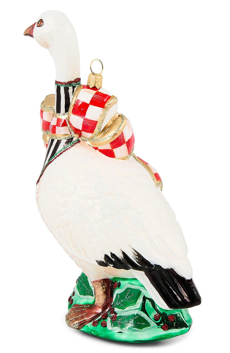 MACKENZIE CHILDS Check it Out Goose Glass Ornament, Alternate, color, White
