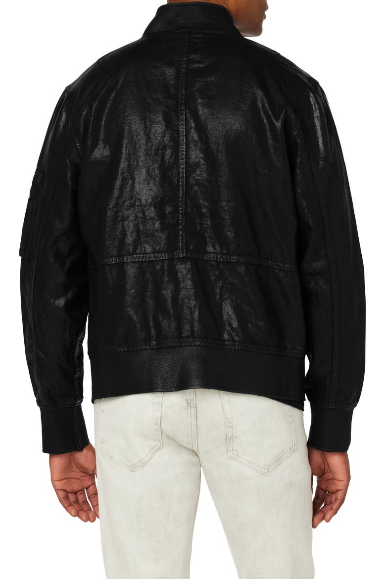 Ray Coated Linen Bomber Jacket, Alternate, color, COATED BLACK