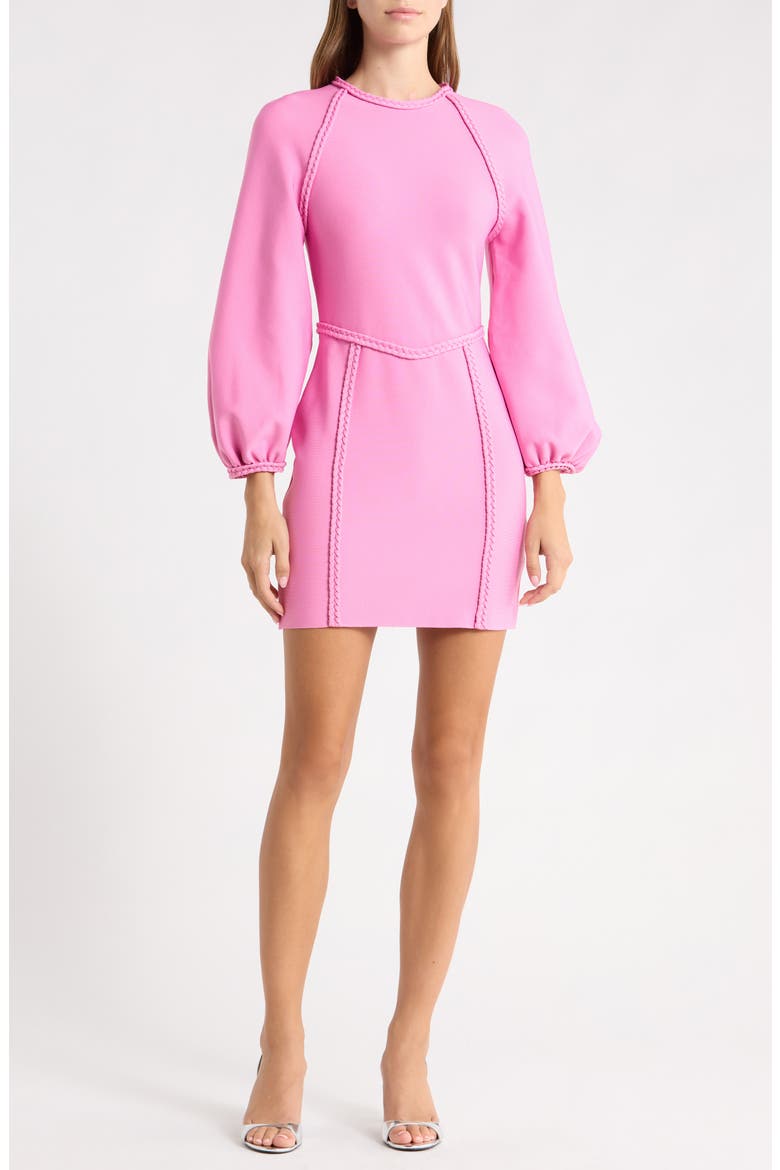 Coralene Long Sleeve Minidress, Main, color, PEONY PINK