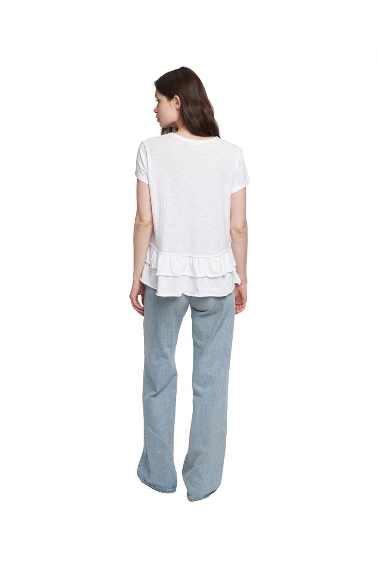 Short Sleeve Double Tier Mock Hem Crew, Alternate, color, White