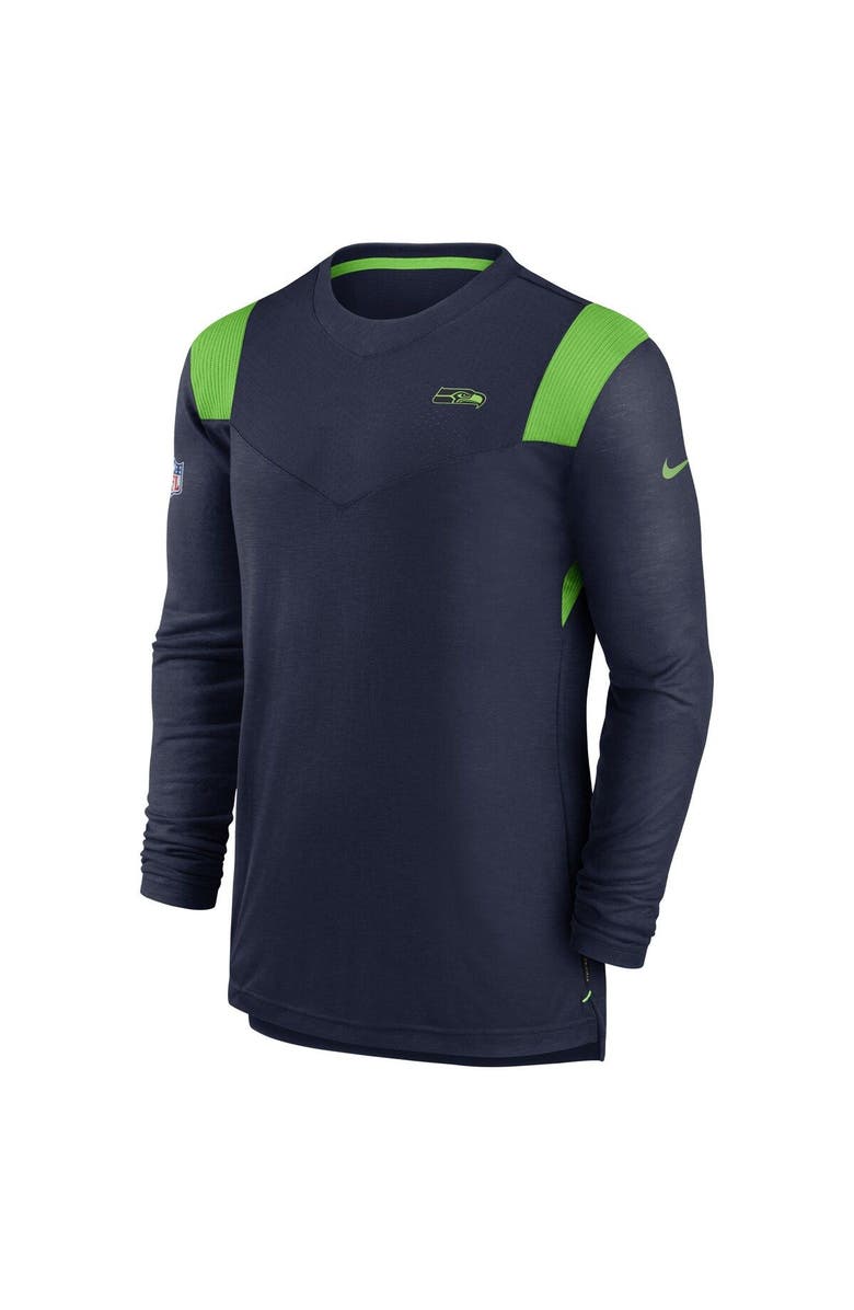 Nike Men's Nike College Navy Seattle Seahawks Sideline Tonal Logo Performance Player Long Sleeve T-Shirt, Alternate, color, Navy