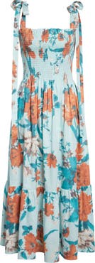 Erdem Floral Tiered Cotton Midi Sundress