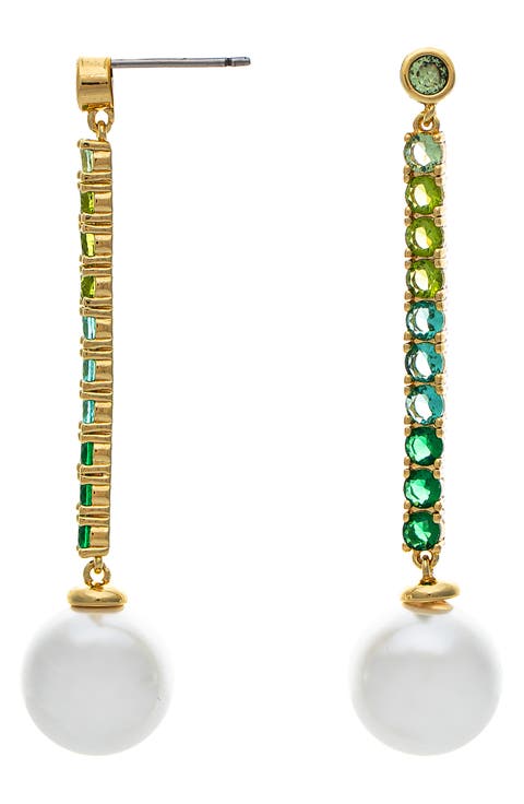 Cubic Zirconia & Faux Pearl Drop Earrings