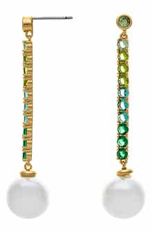 RIVKA FRIEDMAN Cubic Zirconia & Faux Pearl Drop Earrings