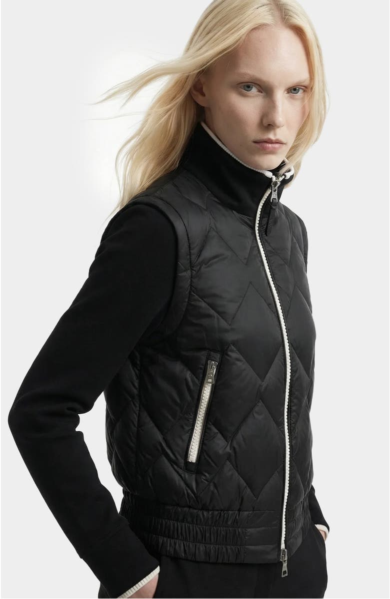 Rudsak Prisa Quilted Light Down Jacket With Removable Sleeves, Alternate, color, Black