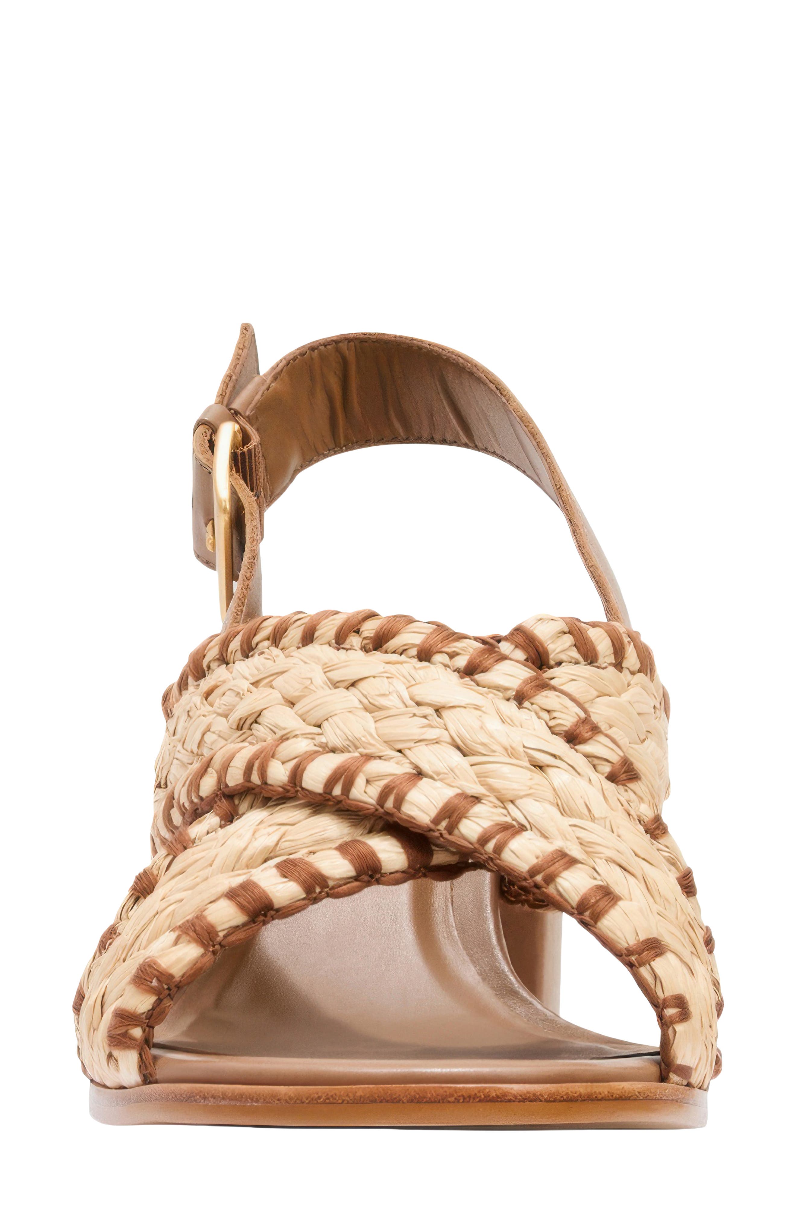 André Assous Hazel Raffia Slingback Sandal, Alternate, color, Cognac/ Natural