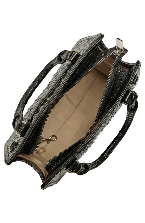 Brahmin Cami Croc Embossed Leather Satchel In Black