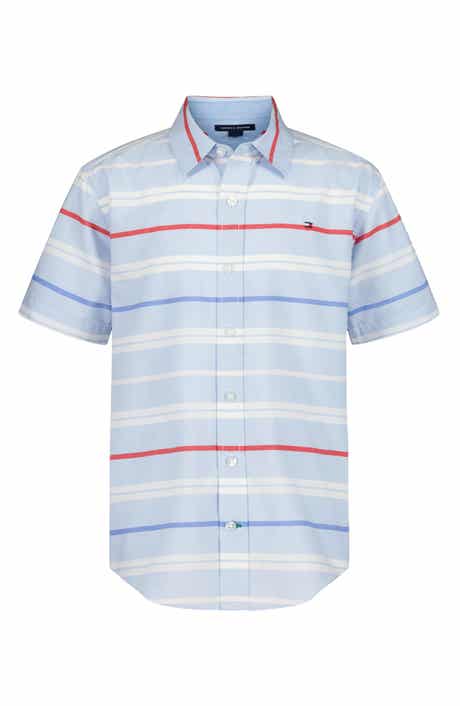Tommy Hilfiger Kids' American Stripe Short Sleeve Button-Up Shirt