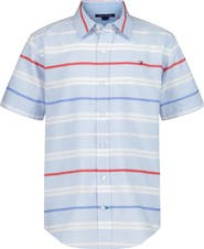 Tommy Hilfiger Kids' American Stripe Short Sleeve Button-Up Shirt