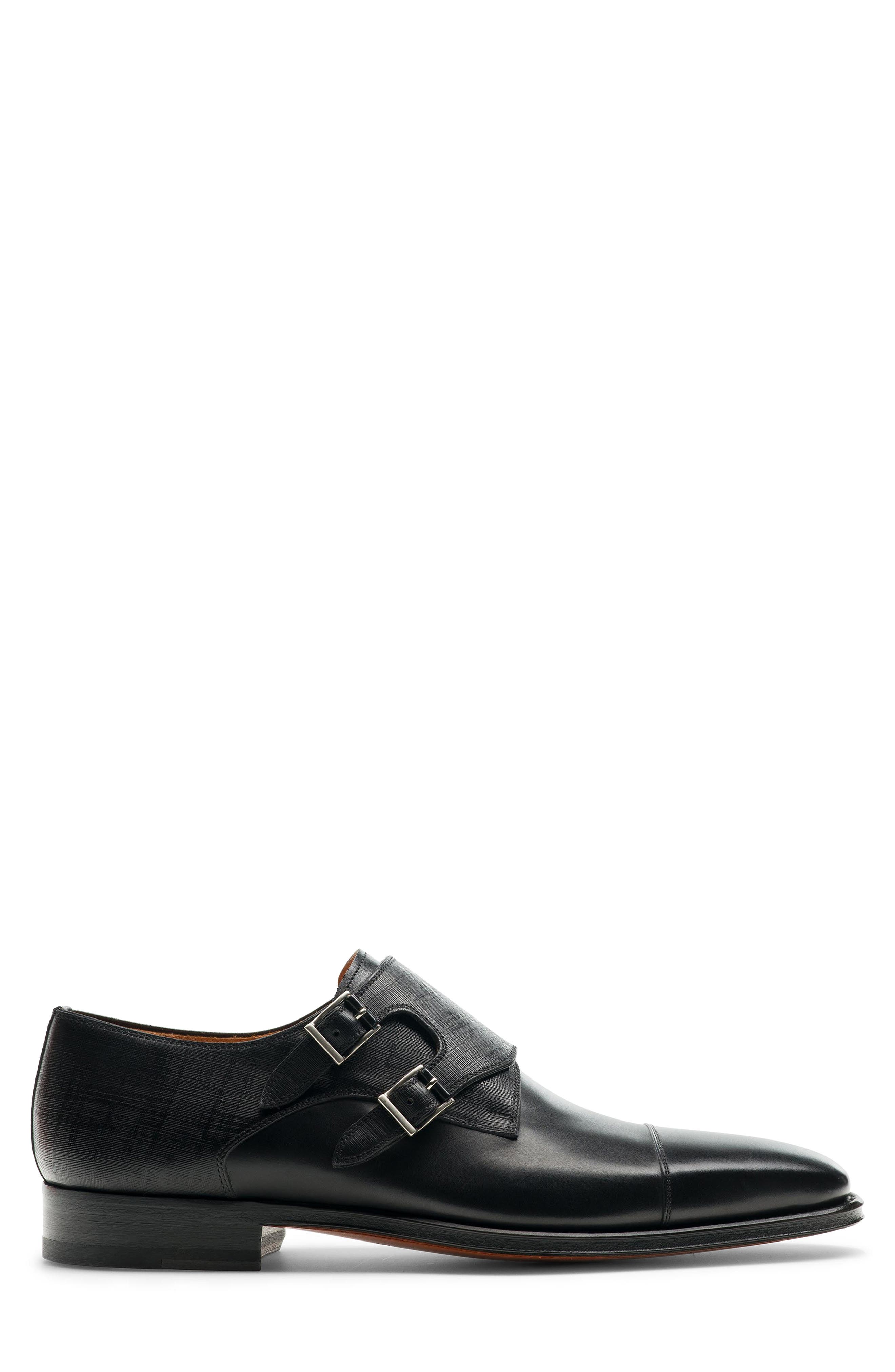 Jaden II Leather Double Monk Strap Shoe, Alternate, color, BLACK