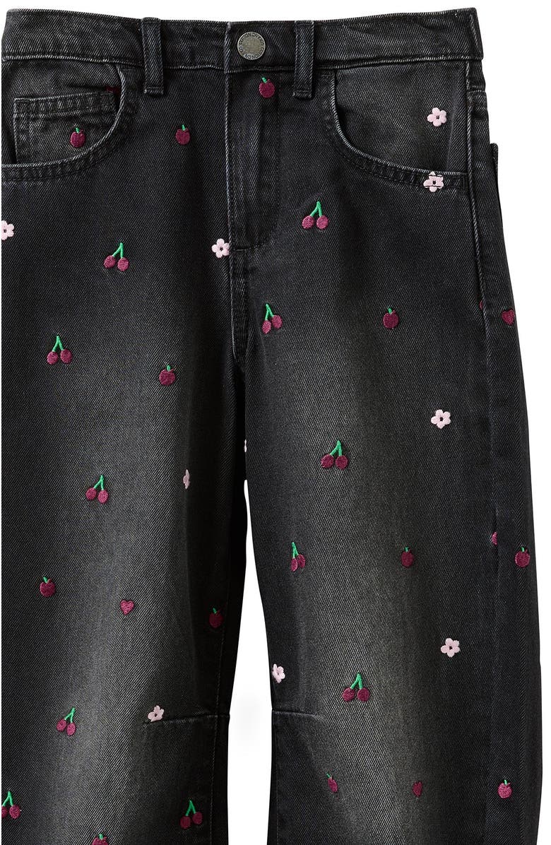 Cotton On Kids Kid's Unisex Barrel Leg Denim Jean, Alternate, color, Balmoral Black Embroidered