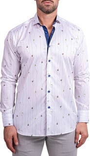 Maceoo Einstein Ascension 0211 Monkey Print Contemporary Fit Button-Up Shirt