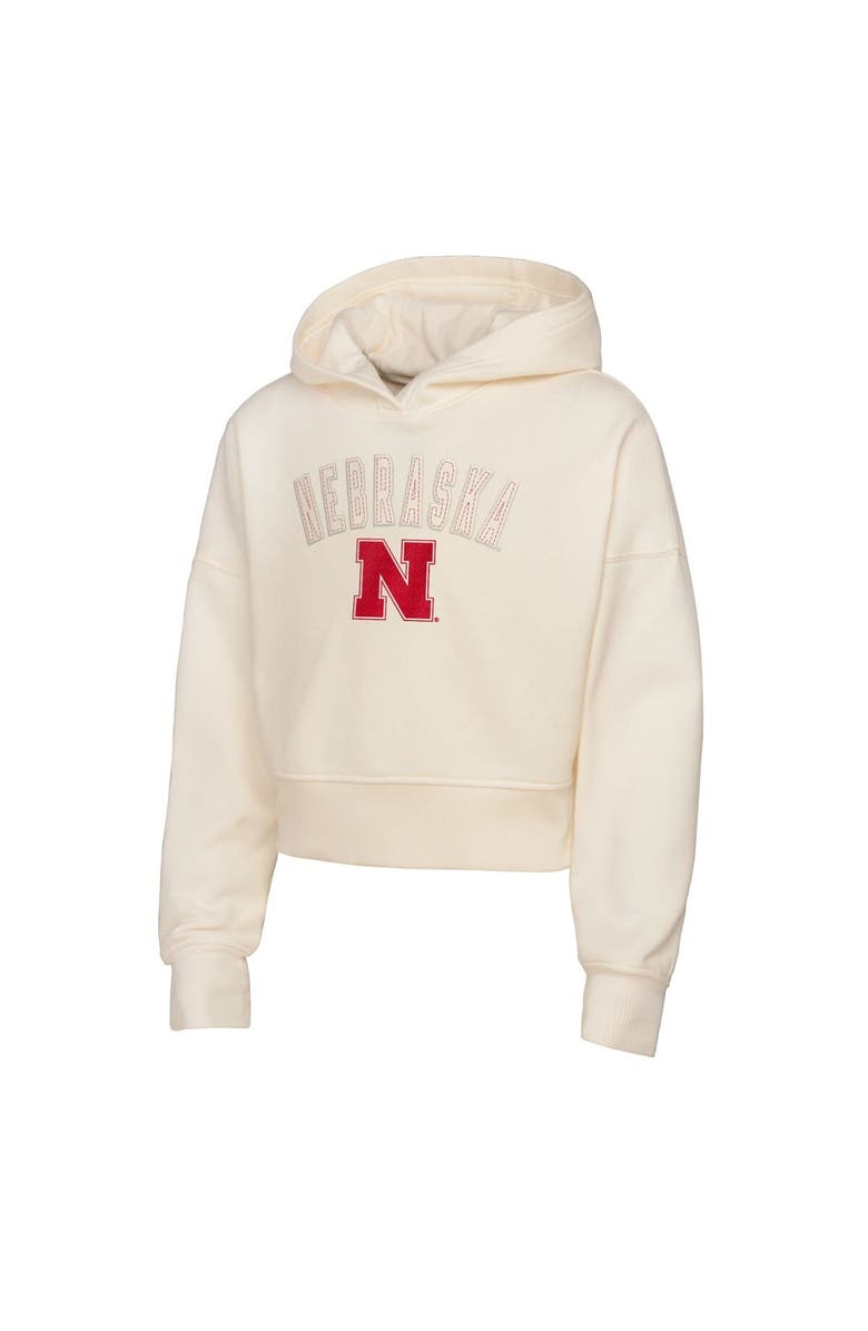 Outerstuff Girl's Youth Outerstuff Cream Nebraska Huskers Oversized Blitz Cropped Pullover Hoodie, Alternate, color, Cream