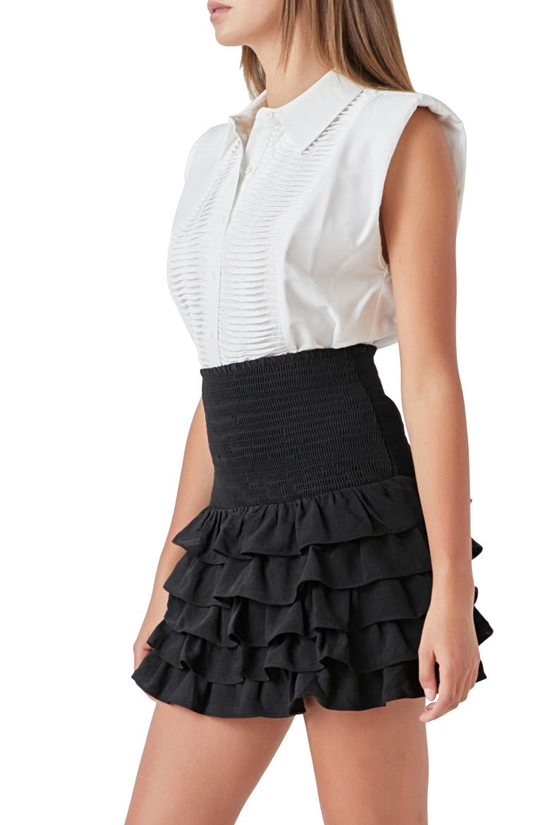 Pintuck Sleeveless Button-Up Shirt, Alternate, color, WHITE