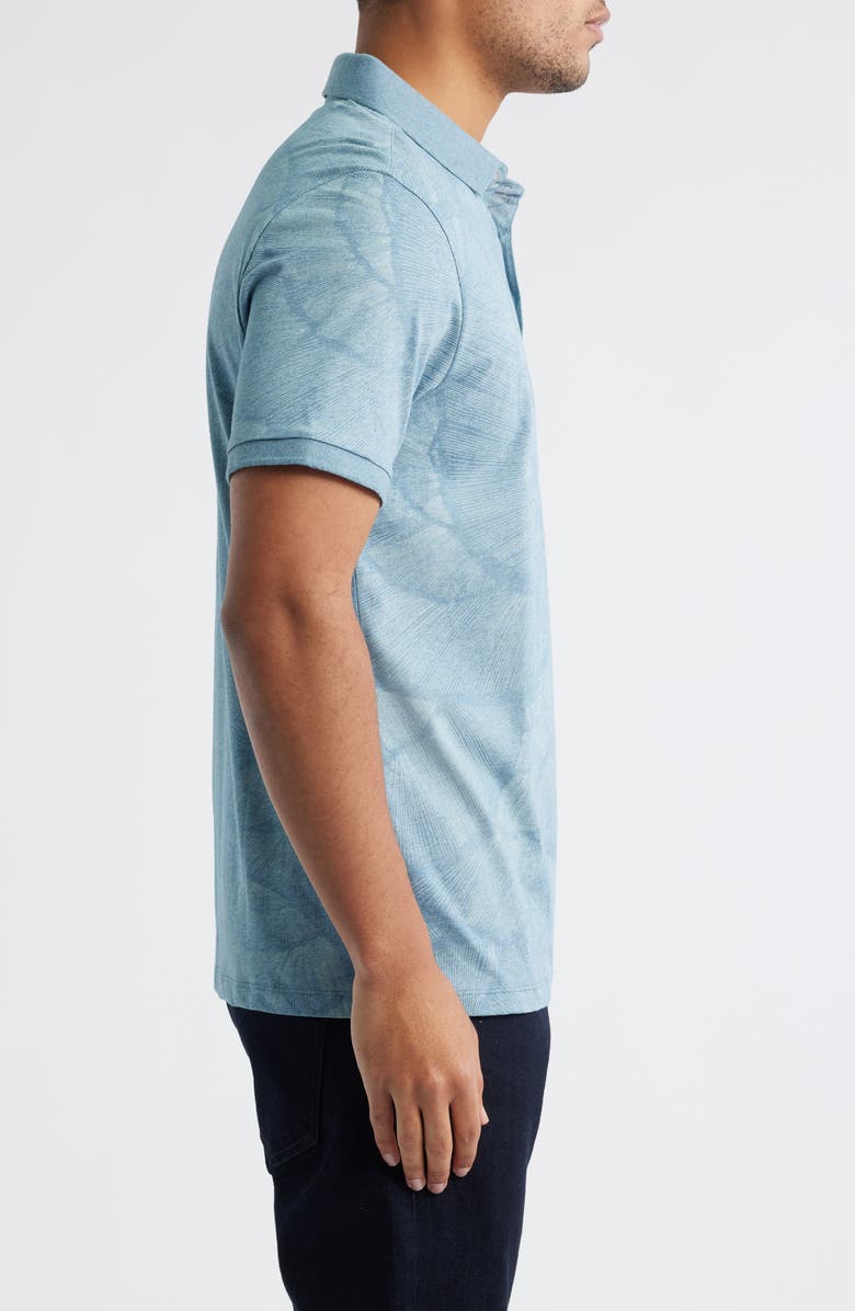 Robert Barakett Haines Print Short Sleeve Polo, Alternate, color, Bluefin