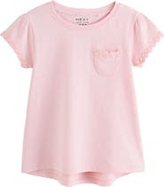 NEXT Kids' Daisy Embroidered Cotton Pocket T-Shirt