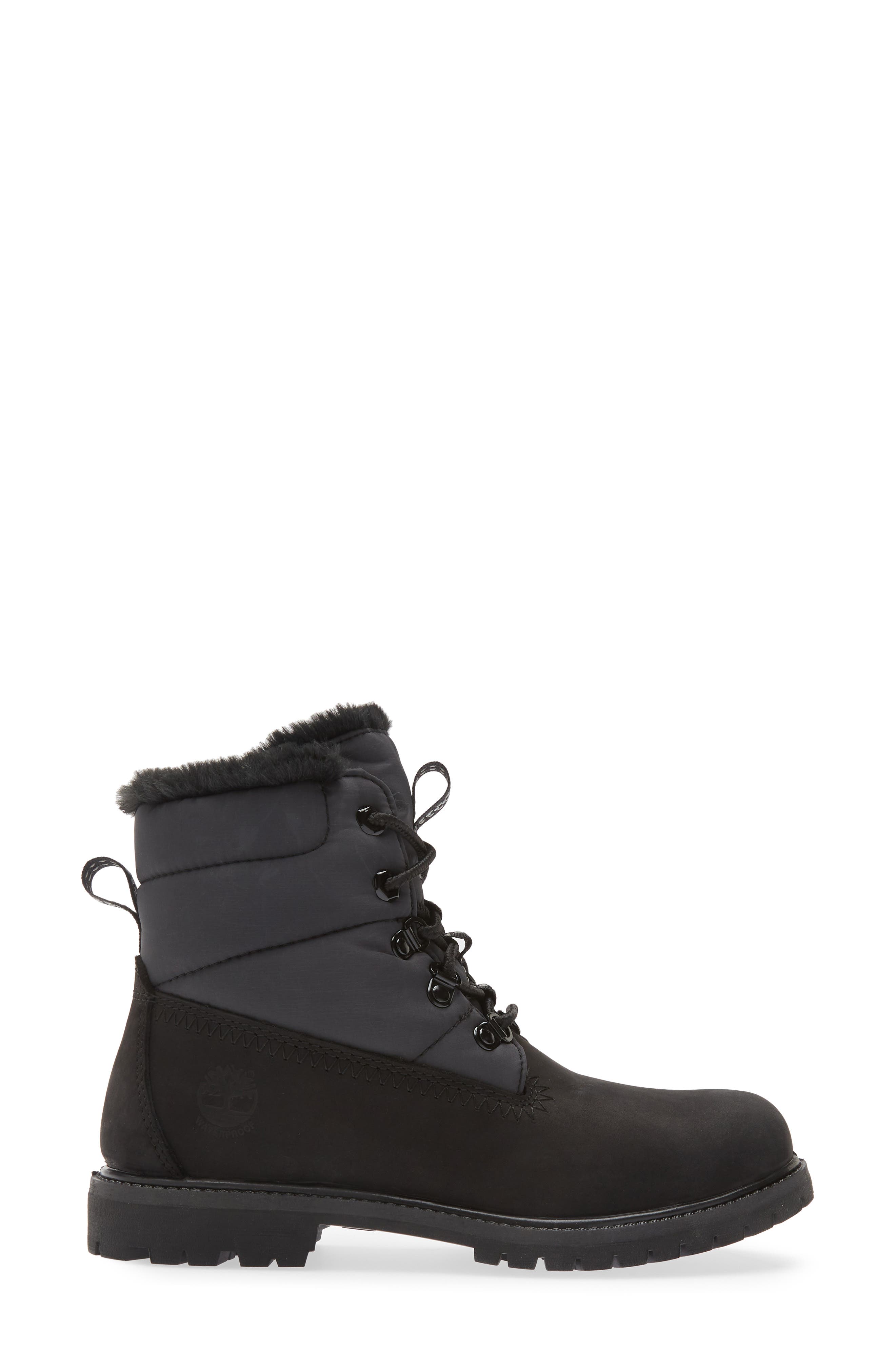 Timberland Faux Fur Trim Puffer Waterproof Boot, Alternate, color, 