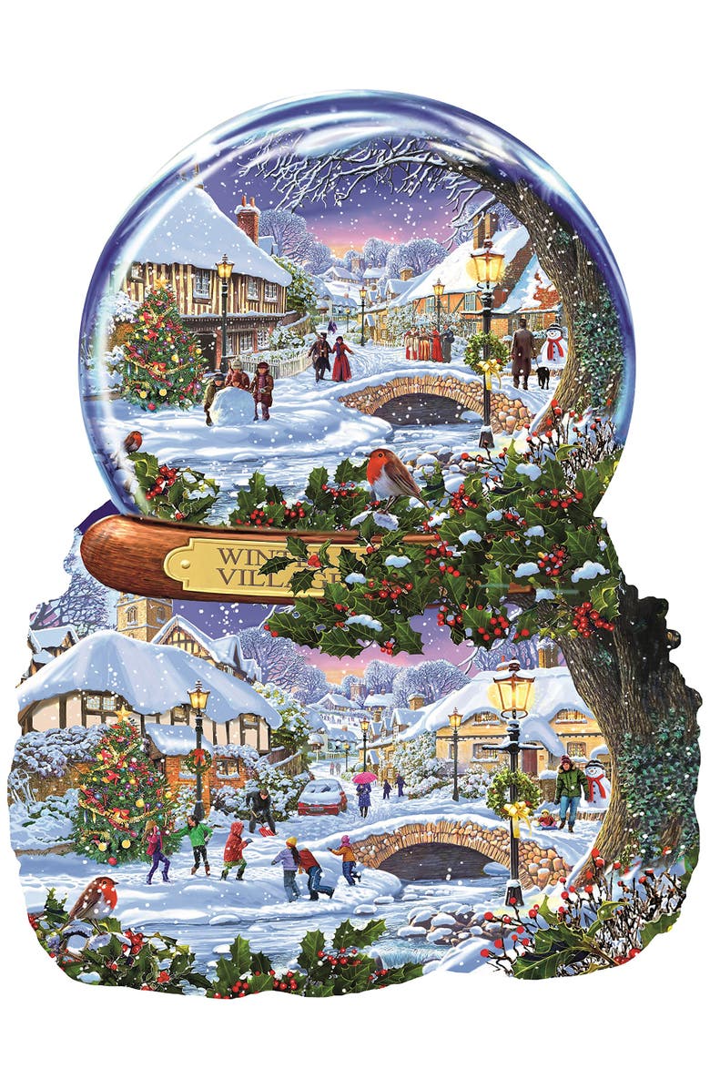 Sunsout Winter Village 1000 piece Jigsaw Puzzle for Adults Special Shape, Alternate, color, Multicolor