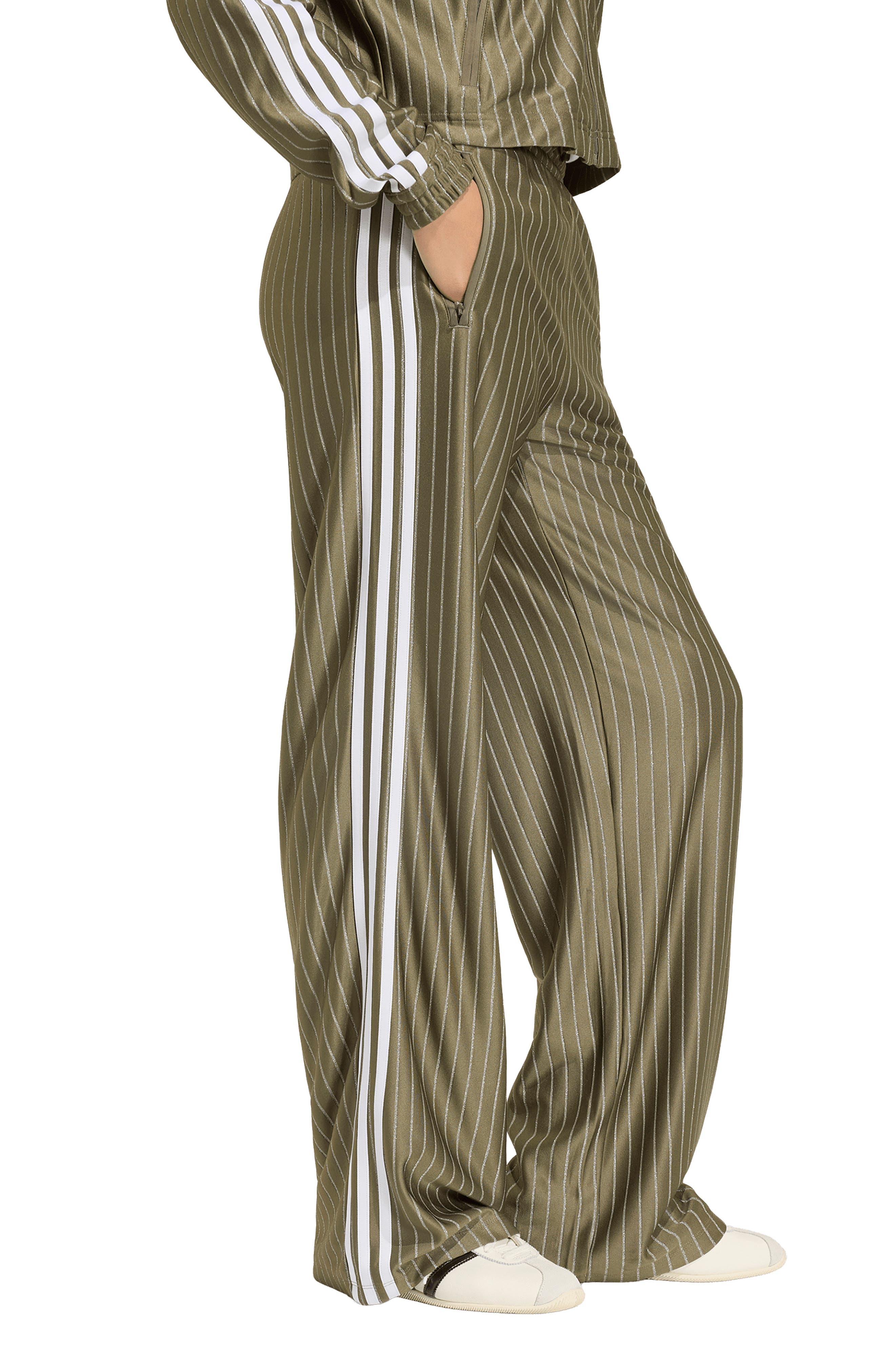 Pinstripe Wide Leg Track Pants (Women) | Nordstrom