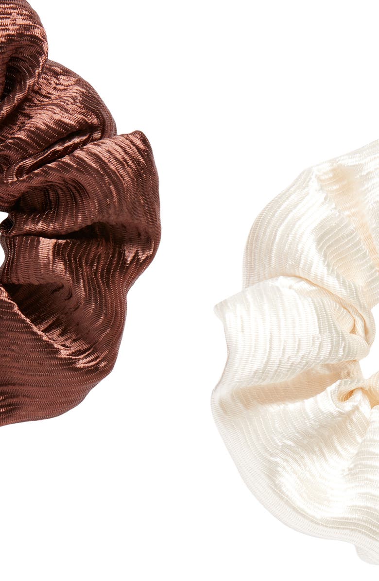 BP. 2-Pack Satin Scrunchies, Alternate, color, Ivory- Brown