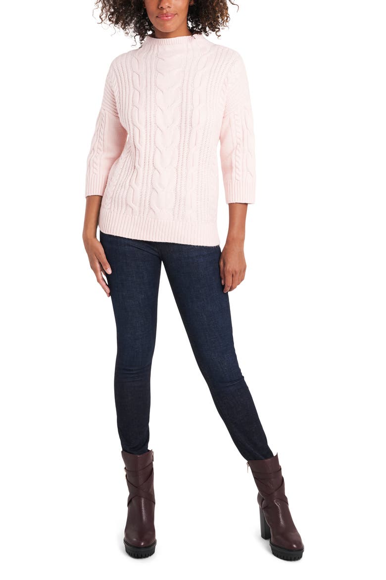Cable Stitch Sweater, Alternate, color, SOFT PINK