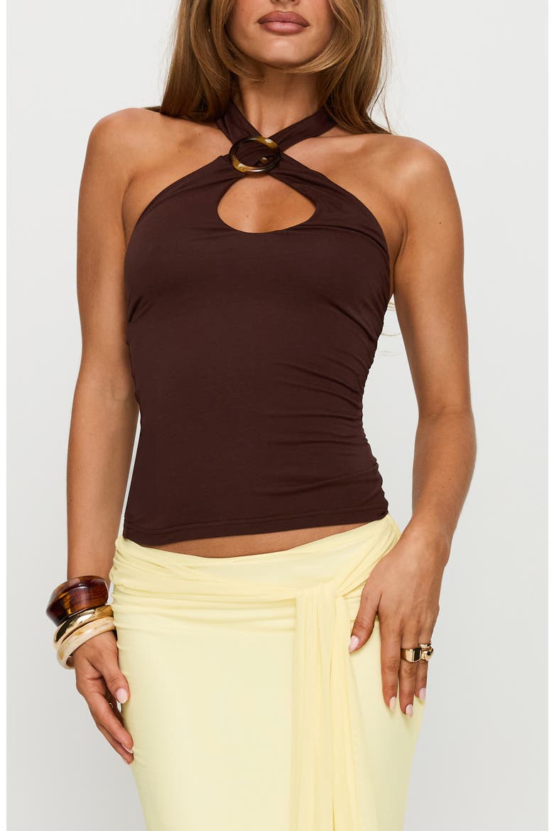 Quell Halter Top, Main, color, CHOCOLATE