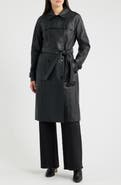 Donna Karan New York Double Breasted Leather Trench Coat