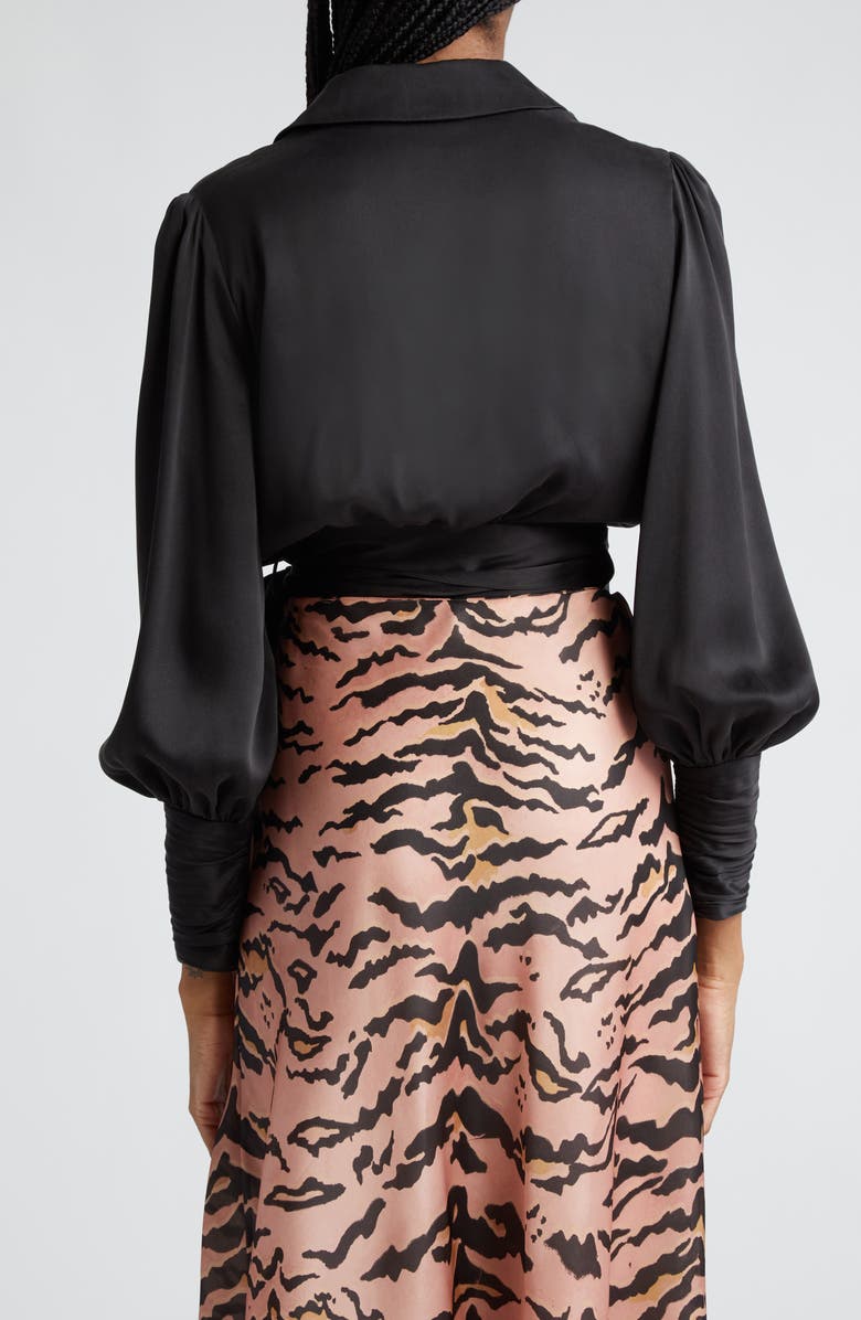 Zimmermann Long Sleeve Silk Wrap Top, Alternate, color,