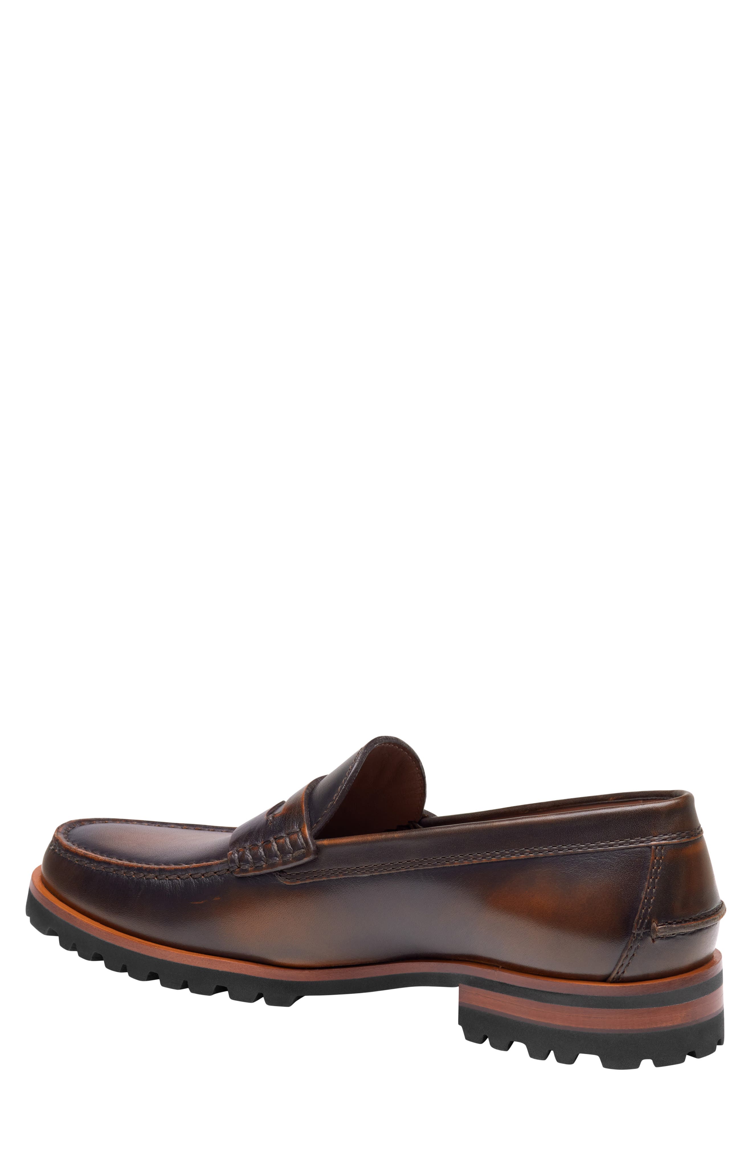 Baldwin Lug Sole Penny Loafer, Alternate, color, BROWN BRUSH-OFF FULL GRAIN